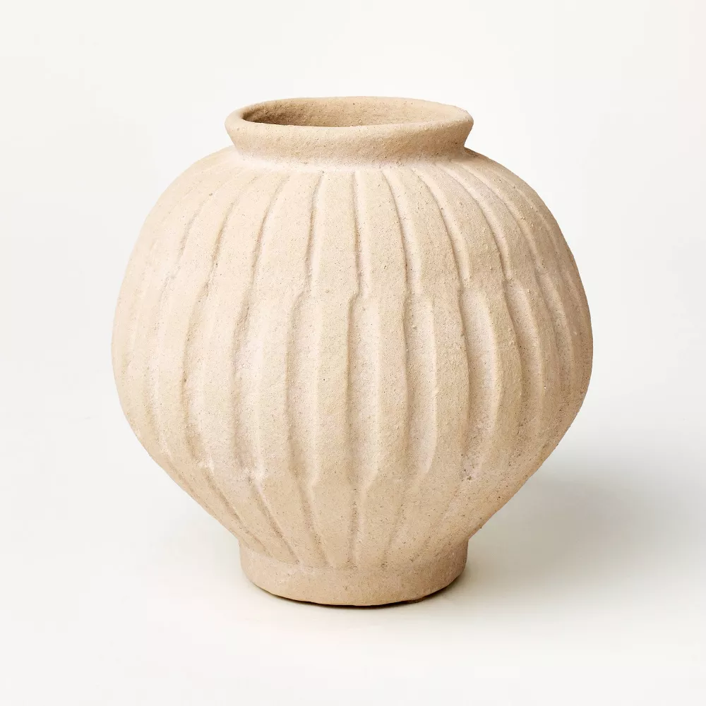 Tall Carved Ceramic Vase - Threshold designed with Studio McGee